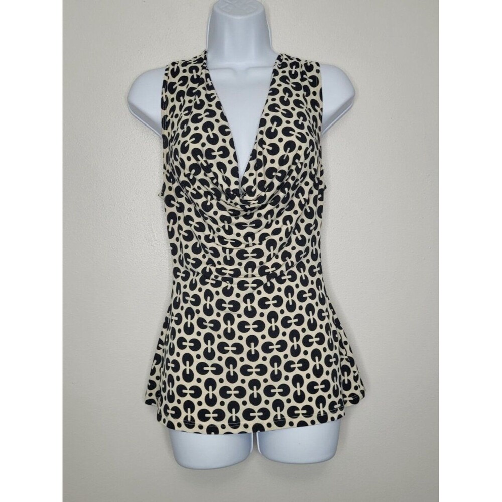Vintage y2k Wet Seal cream black cowl neck party clubbing going out top x small